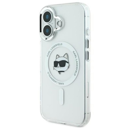 Karl Lagerfeld IML Metal Choupette Head MagSafe - pouzdro na iPhone 16 (bílé)