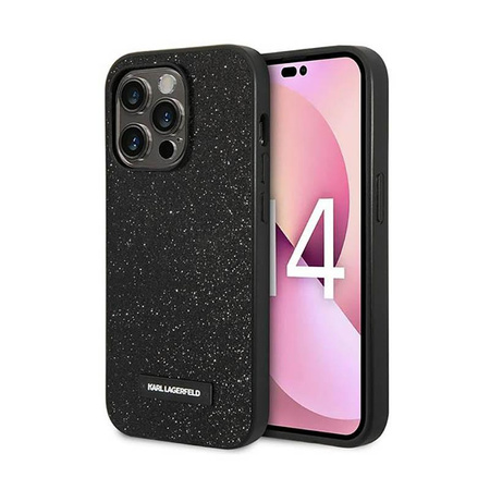 Karl Lagerfeld Glitter Plaque Logo - pouzdro pro iPhone 14 Pro Max (černé)
