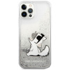 Karl Lagerfeld Liquid Glitter Choupette Fun - iPhone 12 / iPhone 12 Pro tok (ezüst)
