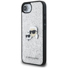 Karl Lagerfeld Fixed Glitter Karl & Choupette Heads Metal Pin - Carcasa para iPhone 16e (plateado)