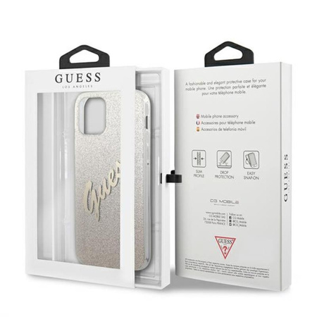 Guess Glitter Gradient Script - Coque iPhone 12 / iPhone 12 Pro (Or)