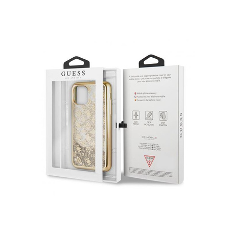 Guess 4G Peony Liquid Glitter - Coque iPhone 11 (Or)