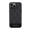 Guess 4G Bottom Stripe Metall Logo Kollektion - iPhone 15 Pro Max Tasche (grau)