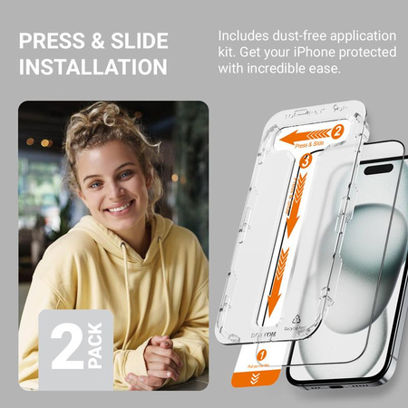 Crong EasyShield 2-Pack - Tvrzené sklo pro iPhone 16 / iPhone 15 (2 kusy)