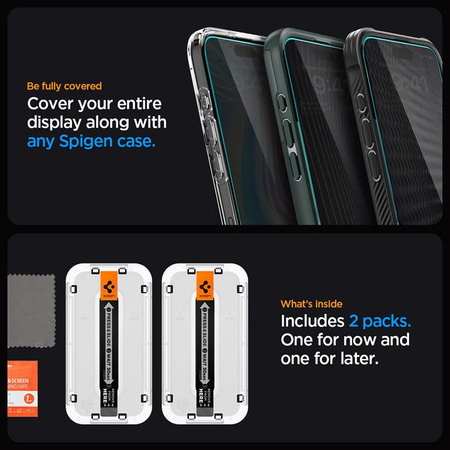 Spigen GLAS.TR EZ FIT Privacy - Gehärtetes Glas mit Sichtschutzfilter für iPhone 15 2 Stück