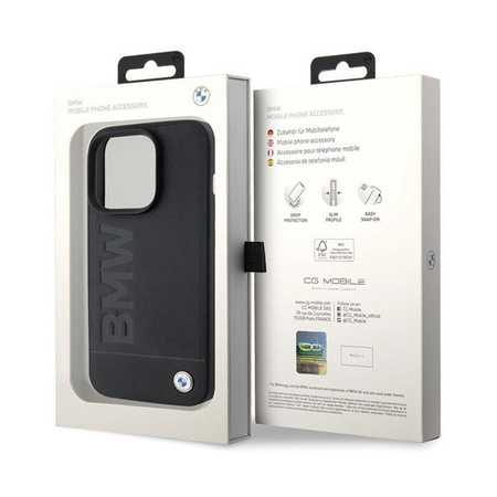 BMW Leather Hot Stamp MagSafe - iPhone 15 Pro Case (Black)