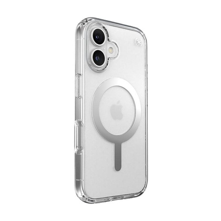 Speck Presidio Perfect-Clear MagSafe - iPhone 16 Case (Clear / Chrome Finish / Serene Silver)