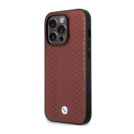 BMW Leather Diamond Pattern - iPhone 14 Pro Max Case (burgundy)