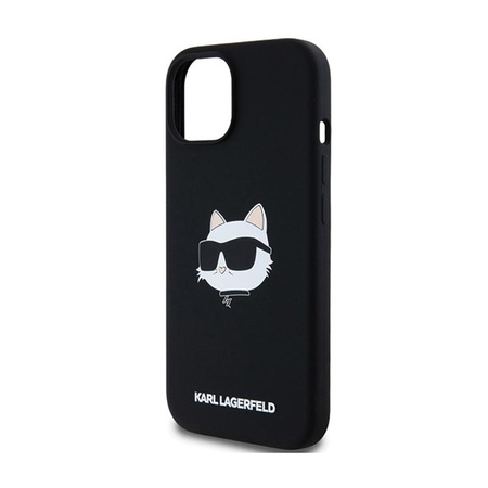 Karl Lagerfeld Silikonové pouzdro Choupette Head MagSafe - iPhone 15 Plus / 14 Plus (černé)