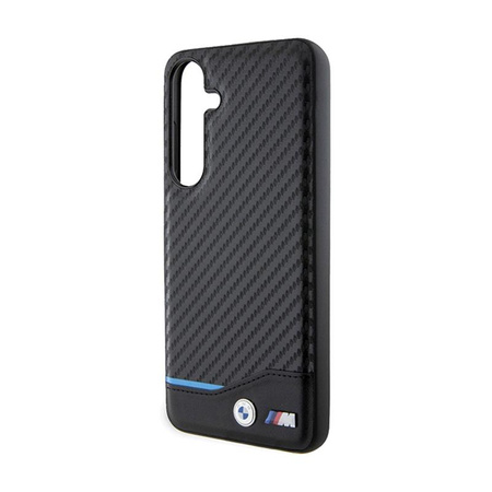 BMW Leder Carbon Blue Line - Tasche für Samsung Galaxy S24+ (schwarz)