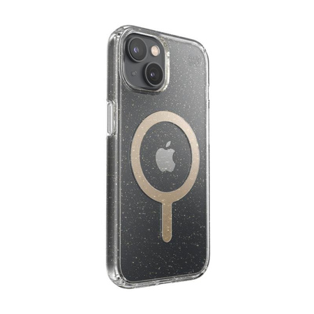 Speck Presidio Perfect-Clear mit Glitter + MagSafe - iPhone 14 / iPhone 13 Hülle mit MICROBAN Beschichtung (Klar / Gold Glitter)