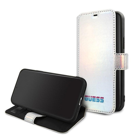 Guess Booktype Iridescent - Coque iPhone 11 Pro (Argent)