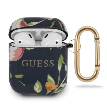 Guess Flower Collection N3 - Étui pour Airpods (Bleu)