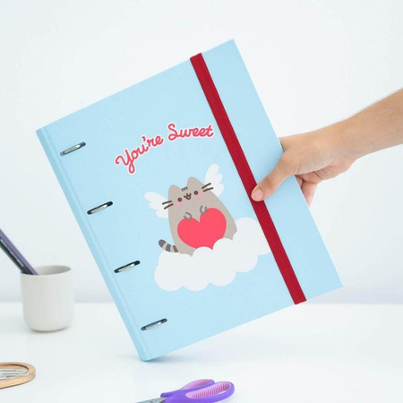 Pusheen - A4 binder from Purrfect Love collection with cards (4 rings, rubber band)