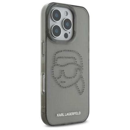 Karl Lagerfeld IML Rhinestones Karl Head - Coque pour iPhone 16 Pro Max (noir)