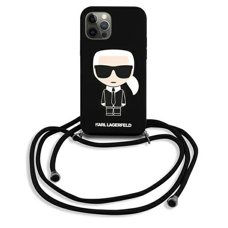 Karl Lagerfeld Fullbody Silicone Iconic Cord - iPhone 12 / 12 Pro Case (Black)