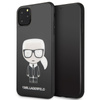 Karl Lagerfeld Double Layer Glitter Tempered Glass - Coque pour iPhone 11 Pro Max avec dos en verre (Noir)