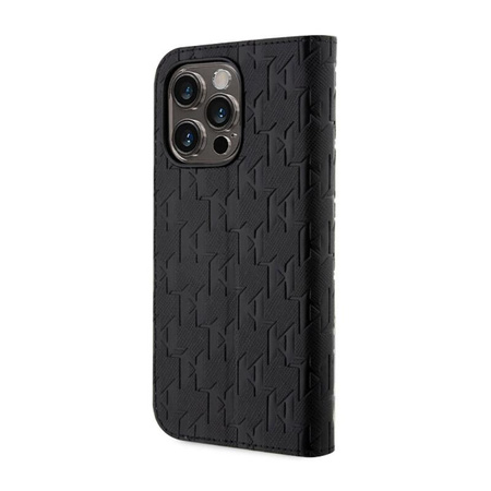 Karl Lagerfeld Saffiano Monogram - Coque pour iPhone 14 Pro (Noir)