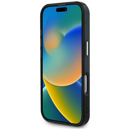 Guess IML Metal Glitter 4G Circle Triangle MagSafe - Hülle für iPhone 16 Pro Max (schwarz)