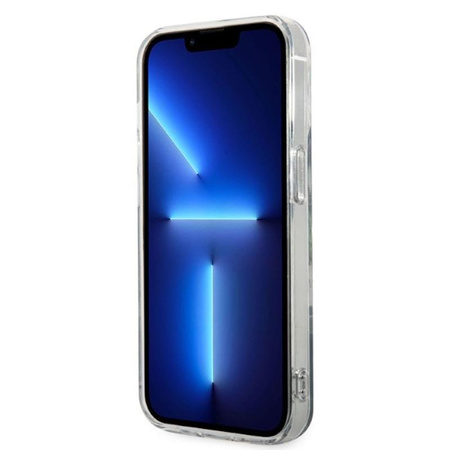 Guess Bundle Pack MagSafe IML Jungle - Set of case for iPhone 14 Pro + MagSafe charger (Khaki/Gold)