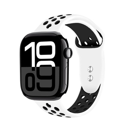 Crong Duo Sport - szíj Apple Watch 44/45/46/49 mm-es órához (fehér/fekete)