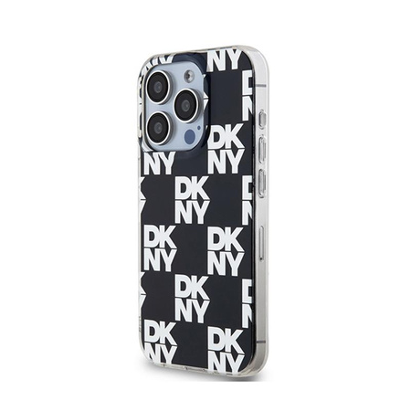 DKNY IML Checkered Mono Pattern - Coque pour iPhone 15 Pro Max (noir)