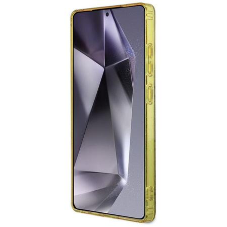 Guess 4G Glitter Triangle Buttons MagSafe - étui pour Samsung Galaxy S25 Ultra (marron)