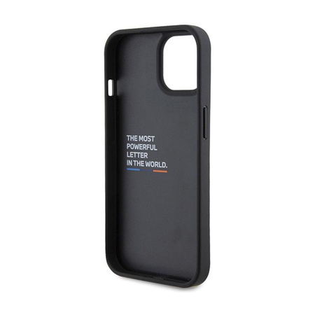 BMW Leder Carbon Blue Line - iPhone 15 Tasche (schwarz)