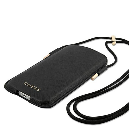 Guess Saffiano Pouch - S/M pochette pour téléphone max 6.1" (noir)