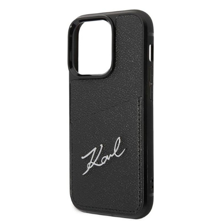 Karl Lagerfeld Signature Logo Cardslot - iPhone 14 Pro tok (fekete)