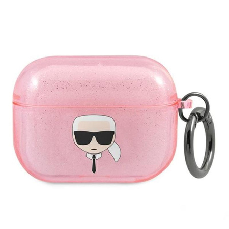 Karl Lagerfeld Karl Head Glitter - pouzdro na Airpods Pro (růžové)