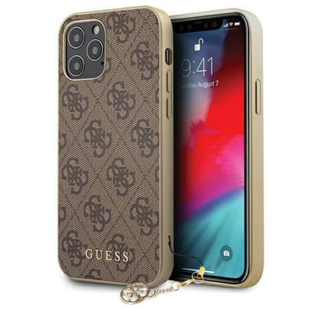 Kolekce Guess 4G Charms - pouzdro pro iPhone 12 / iPhone 12 Pro (hnědé)
