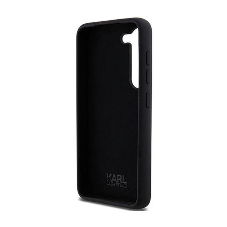Karl Lagerfeld Silikon Karl & Choupette Metall Pin - Samsung Galaxy S24 Gehäuse (schwarz)