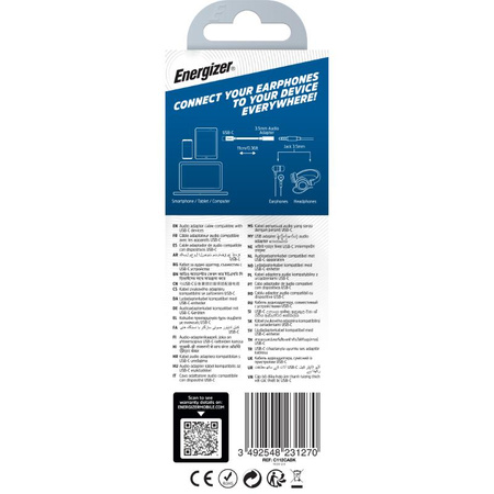 Energizer Ultimate - USB-C 3,5 mm-es jack audio adapter 11 cm (fekete)