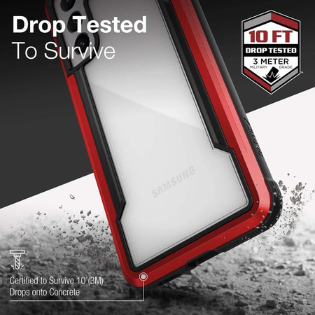 X-Doria Raptic Shield - hliníkové pouzdro pro Samsung Galaxy S21 (Antimikrobiální ochrana) (červené)