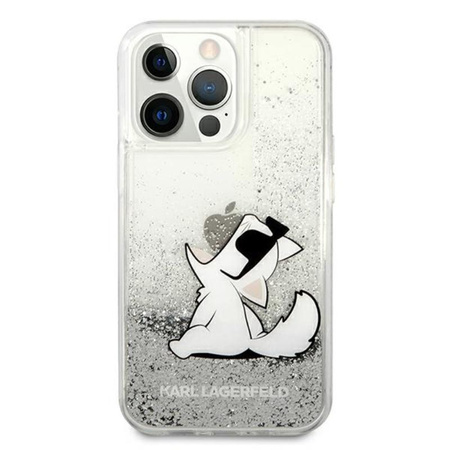 Karl Lagerfeld Liquid Glitter Choupette Fun - iPhone 13 Pro Max Tasche (Silber)