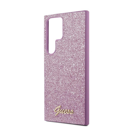 Pouzdro Guess Glitter Flakes Metal Logo - Samsung Galaxy S24 Ultra Case (fialové)