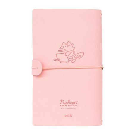 SKÓRZANY NOTATNIK B6 KOT PUSHEEN DLA DZIECI, Różowy Zeszyt z Kotem, Prezent