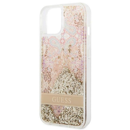 Guess Liquid Glitter Paisley - Coque pour iPhone 14 Plus (Or)