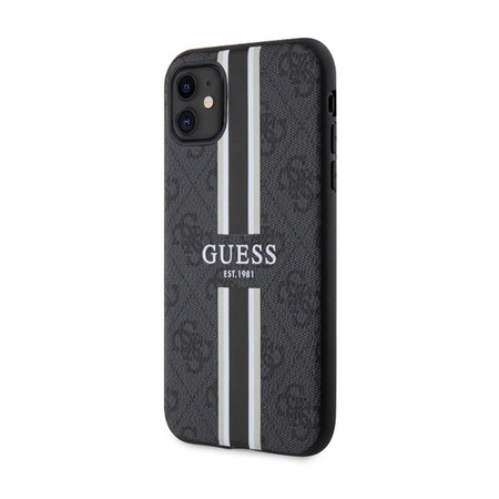 Guess 4G Étui MagSafe à rayures imprimées - iPhone 11 (Noir)