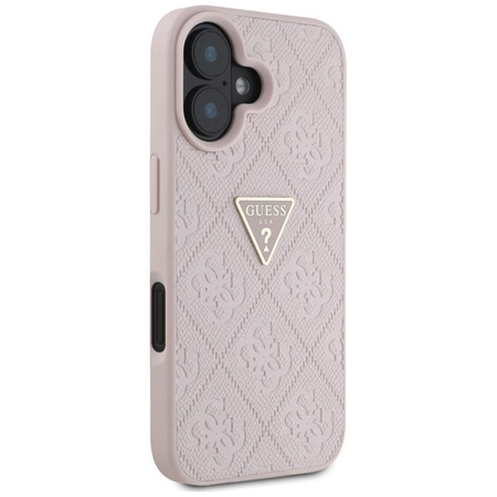 Guess Hot Stamp 4G Pattern Triangle Metal Logo - iPhone 16 Case (pink)