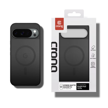 Etui do Google Pixel 10 Pro XL MagSafe Crong Hybrid Matte Czarne Wytrzymałe