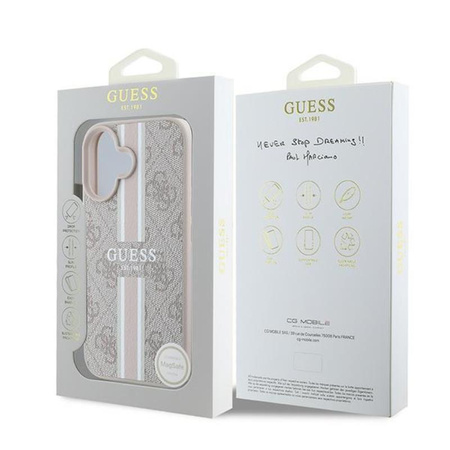 Guess 4G Gedruckte Streifen MagSafe - iPhone 16 Plus Tasche (rosa)