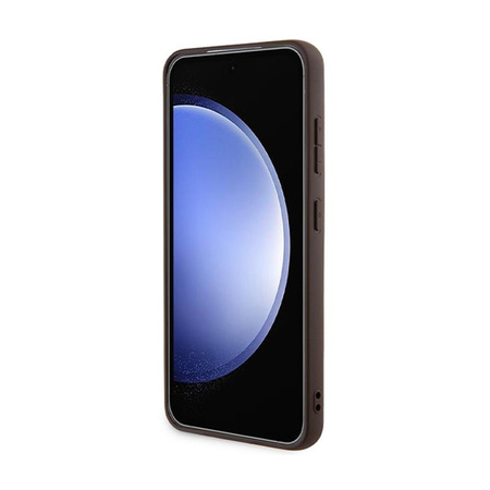 Guess 4G Collection bőr fém logós MagSafe - Samsung Galaxy S24 tok (barna)