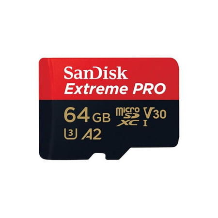 SanDisk Extreme Pro microSDXC - 64 GB A2 V30 UHS-I U3 200/90 MB/s memory card with adapter