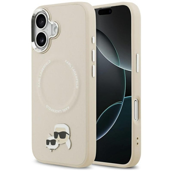 ETUI DO IPHONE 17 do MAGSAFE KARL LAGERFELD ORYGINALNE BEŻOWE SKÓRZANE CASE