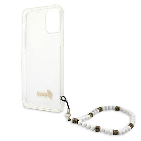 Guess White Pearl Strap - pouzdro pro iPhone 12 Pro Max (průhledné)