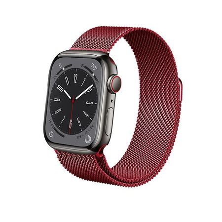 Crong Milano Steel - Bracelet en acier inoxydable pour Apple Watch 38/40/41/42 mm (rouge)
