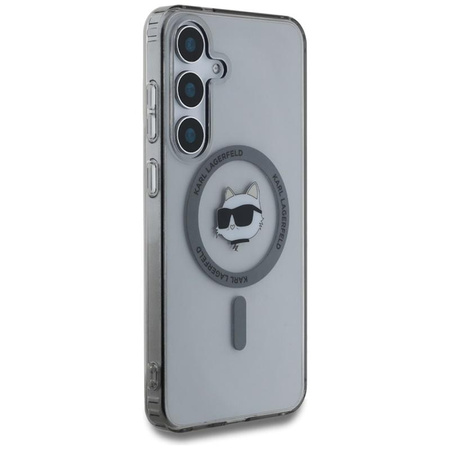 Karl Lagerfeld Button Choupette Head Printed Logo MagSafe - Hülle für Samsung Galaxy S25+ (Schwarz)