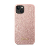 Guess Glitter Flakes Metall Logo Tasche - iPhone 14 Tasche (rosa)